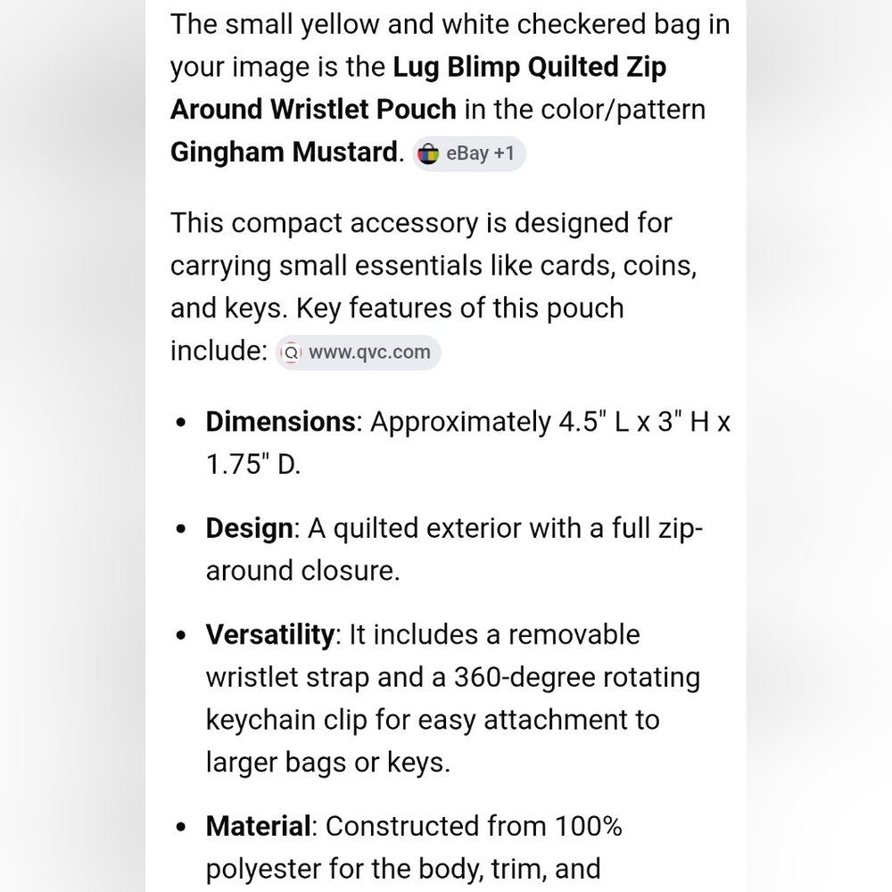 For Bagobsessed2026.                     NWT Lug Blimp Wristlet (Ginham Mustard) - Picture 5 of 5